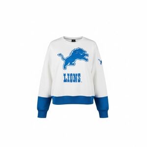 Ultra Game Detroit Lions Womens White Blue NFL‎ Crewneck Sweatshirt M